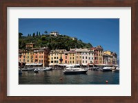 Italy, Province Of Genoa, Portofino, Fishing Village On The Ligurian Sea, Pastel Buildings Overlooking Harbor Fine Art Print