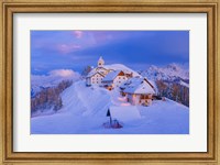 Italy, Monte Lussari Winter Night At Ski Resort Fine Art Print