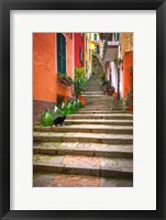 Europe, Italy, Monterosso Cat On Long Stairway Fine Art Print