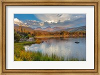 Sunrise On Hallett Peak And Flattop Mountain Above Sprague Lake, Rocky Mountain National Park, Colorado Fine Art Print