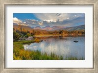 Sunrise On Hallett Peak And Flattop Mountain Above Sprague Lake, Rocky Mountain National Park, Colorado Fine Art Print