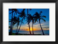 Sunset And Silhouetted Palm Trees, Kihei, Maui, Hawaii Fine Art Print