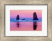 Oregon, Bandon Sunrise On Beach Sea Stacks Fine Art Print