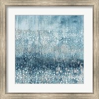 Rain Abstract IV Blue Silver Fine Art Print