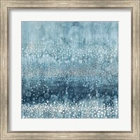Rain Abstract III Blue Silver Fine Art Print