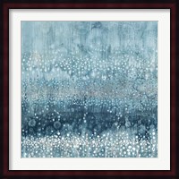 Rain Abstract III Blue Silver Fine Art Print