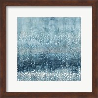 Rain Abstract III Blue Silver Fine Art Print