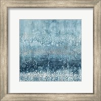 Rain Abstract III Blue Silver Fine Art Print