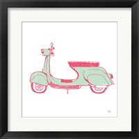Road Trip Vespa Pink Green Fine Art Print