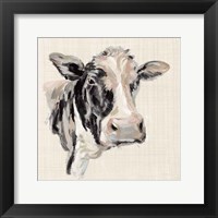 Expressionistic Cow I Neutral Linen Fine Art Print