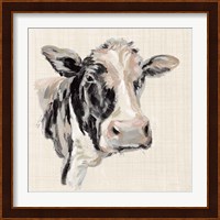 Expressionistic Cow I Neutral Linen Fine Art Print