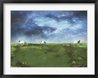 Distant Hillside Sheep by Night Fine Art Print