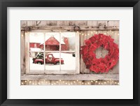 Poinsettia Wreath Window View Fine Art Print