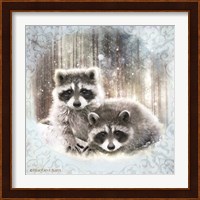 Enchanted Winter Raccoons Fine Art Print