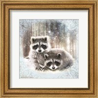 Enchanted Winter Raccoons Fine Art Print