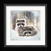 Enchanted Winter Raccoons Framed Print