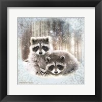 Enchanted Winter Raccoons Fine Art Print