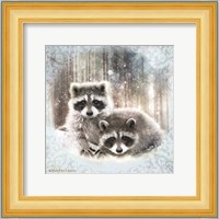 Enchanted Winter Raccoons Fine Art Print