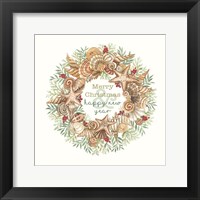 Coastal Wreath Merry Christmas Fine Art Print