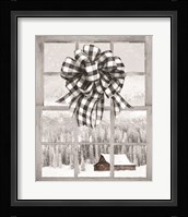 Christmas Barn with Bow Fine Art Print