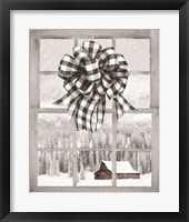 Christmas Barn with Bow Fine Art Print