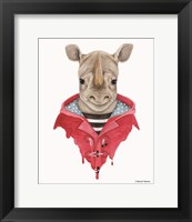 Rhino in a Raincoat Fine Art Print