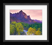Utah, Zion National Park The Watchman Formation And The Virgin River In Autumn Fine Art Print
