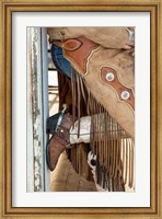 Cowgirl Standing In Doorway Of Old Log Cabin Fine Art Print