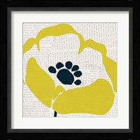 Pop Art Floral III Yellow Newsprint Framed Print