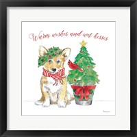 Holiday Paws V on White Framed Print