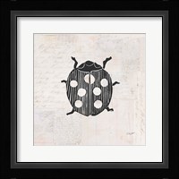 Ladybug Stamp BW Framed Print