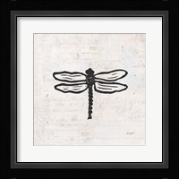 Dragonfly Stamp BW Framed Print