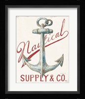 Floursack Nautical V Red Framed Print