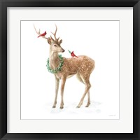 Woodland Celebration III on White Framed Print