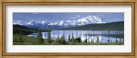Snow Covered Mountain Range At The Lakeside, Mt Mckinley, Wonder Lake, Alaska Fine Art Print