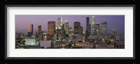 Skyscrapers Lit Up At Dusk, City Of Los Angeles, California Fine Art Print