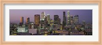 Skyscrapers Lit Up At Dusk, City Of Los Angeles, California Fine Art Print