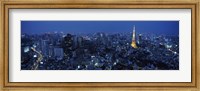 Tower Lit Up At Dusk In A City, Tokyo Tower, Japan Fine Art Print