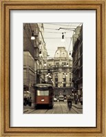Tram On A Street, Piazza Del Duomo, Milan, Italy Fine Art Print