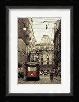Tram On A Street, Piazza Del Duomo, Milan, Italy Fine Art Print