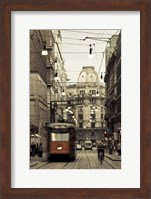 Tram On A Street, Piazza Del Duomo, Milan, Italy Fine Art Print