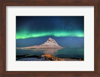 Aurora Borealis Or Northern Lights With The Milky Way Galaxy, Iceland Fine Art Print