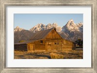 Barn In Field With Mountain Range In The Background, Wyoming Fine Art Print