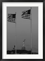 Flags Fly Over Statue Of Liberty, Jersey City, New Jersey Fine Art Print