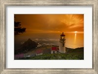 Cape Meares Lighthouse At Golden Hour, Tillamook County, Oregon Fine Art Print