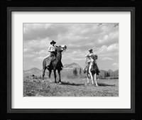 Pair Of Cowboys On Horseback At Glacier Fifty Mountain Camp Fine Art Print