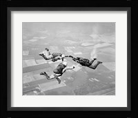 Three Men Holding Hands Sky Diving Fine Art Print
