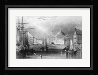 Skyline Boston Massachusetts From Waterfront Showing Fanueil Hall Engraving By T. A. Prior From Bartlett Fine Art Print