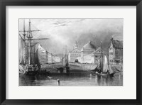 Skyline Boston Massachusetts From Waterfront Showing Fanueil Hall Engraving By T. A. Prior From Bartlett Fine Art Print