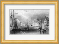Skyline Boston Massachusetts From Waterfront Showing Fanueil Hall Engraving By T. A. Prior From Bartlett Fine Art Print